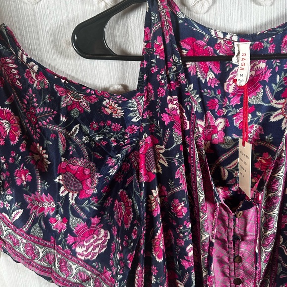 NWT Raga Women’s Cold Shoulder Floral Boho Romper with Tassels Size Medium - Picture 2 of 9